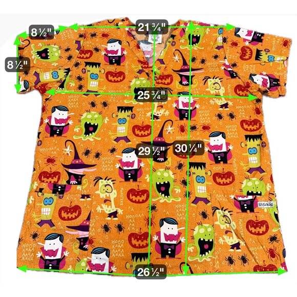 Assorted Halloween-Themed Scrub Tops Bundle XL Dickies UA Scrubs Disney 1-Pants - Picture 13 of 16